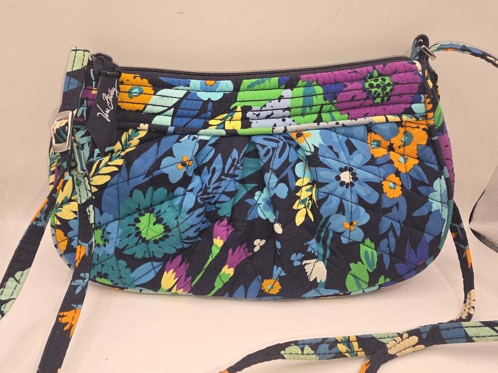 Vera Bradley Frannie Midnight Blues Crescent Small Crossbody Purse